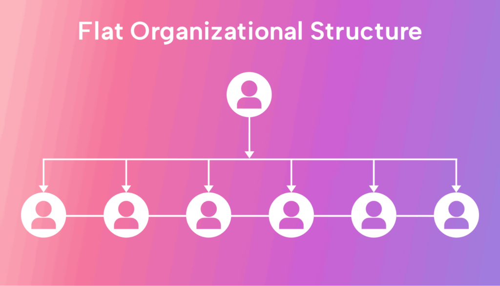 Visual representation of a flat management structure with minimal levels and streamlined communication.